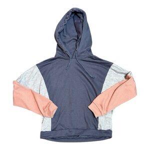Paper Crane Colorblock Pullover Hoodie Charcoal Pink Small